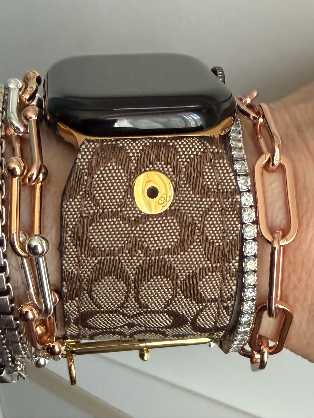 Coach Brown Mini Logo Spark*l band for Apple Watch, size 2